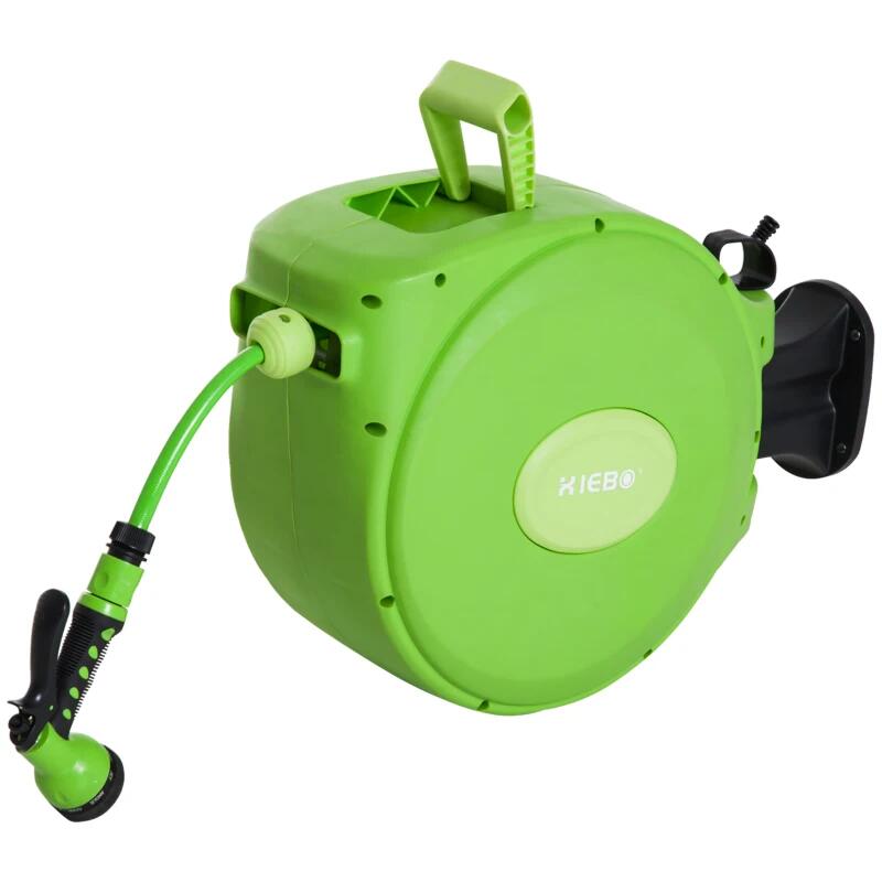 Furtun cu tambur/rola pentru gradina, retractabil/automat, portabil, pentru perete, 1/2", 9 moduri, 20 m