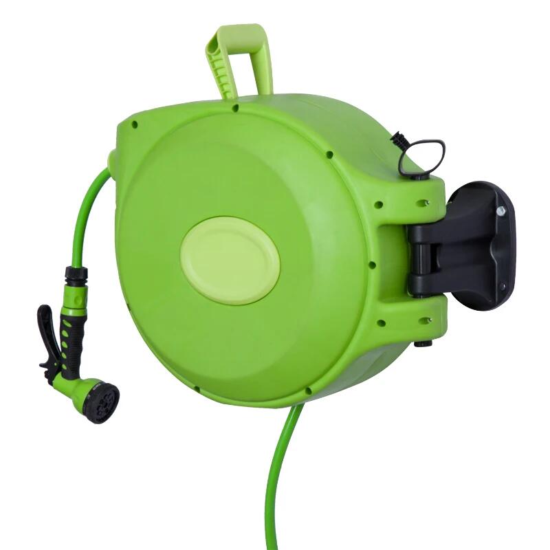 Furtun cu tambur/rola pentru gradina, retractabil/automat, portabil, pentru perete, 1/2", 9 moduri, 20 m
