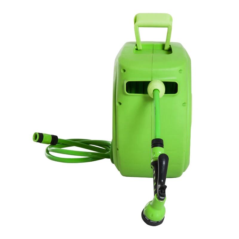 Furtun cu tambur/rola pentru gradina, retractabil/automat, portabil, pentru perete, 1/2", 9 moduri, 20 m