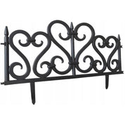 Gard de gradina decorativ, plastic negru, set 4 buc, 59.5x32.5 cm