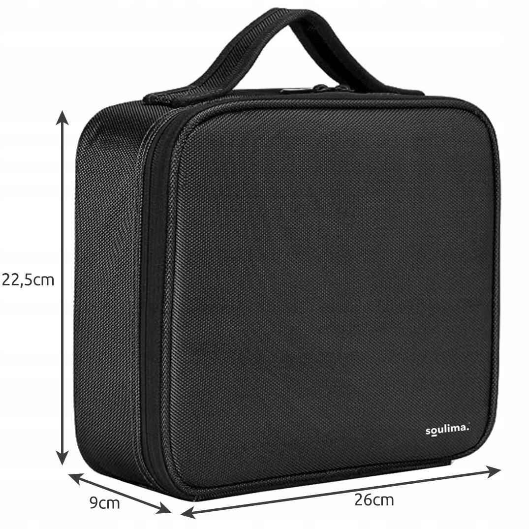 Geanta pentru cosmetice/accesorii baie, Soulima, poliester, PVC, EVA, neagra, 26x9x22.5 cm