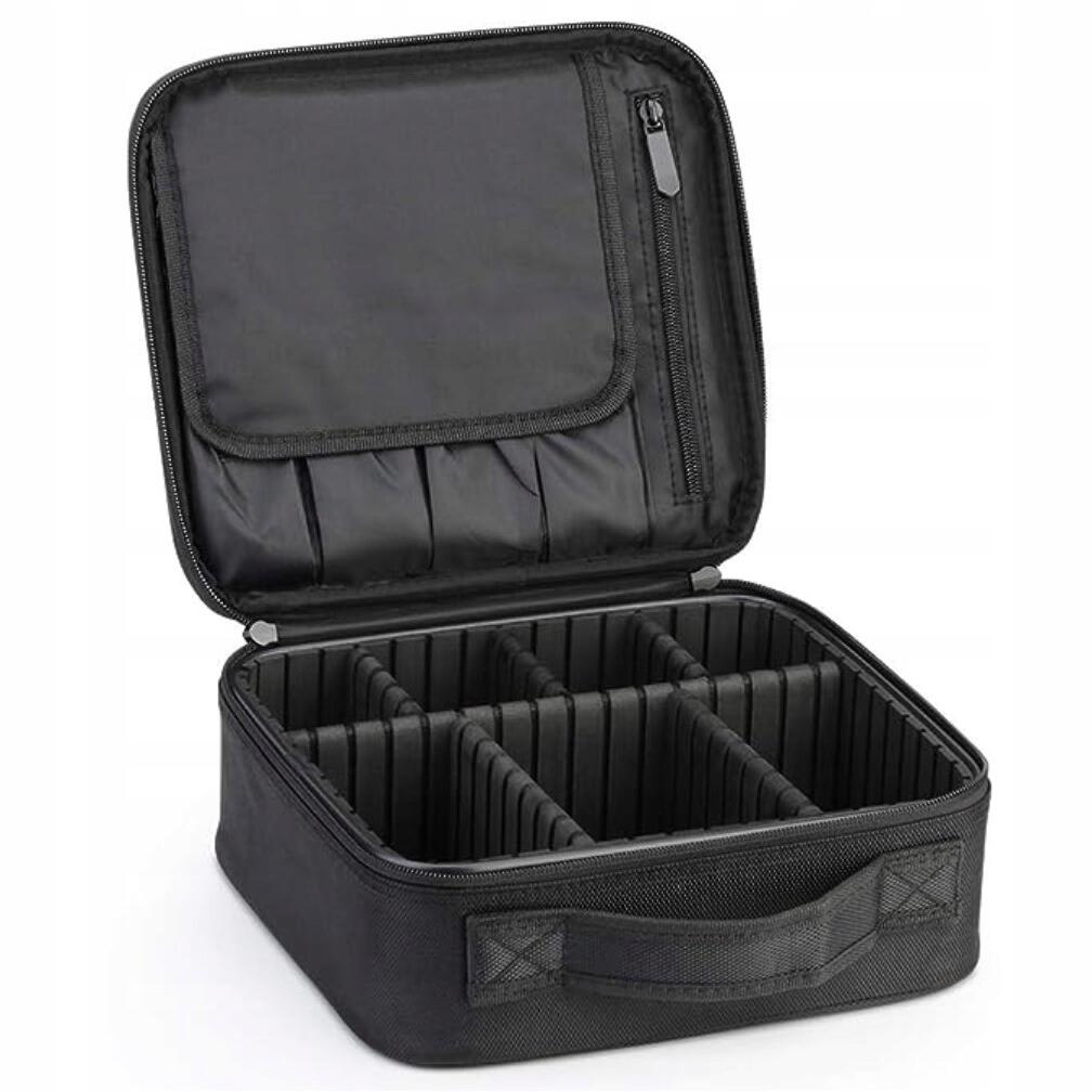 Geanta pentru cosmetice/accesorii baie, Soulima, poliester, PVC, EVA, neagra, 26x9x22.5 cm