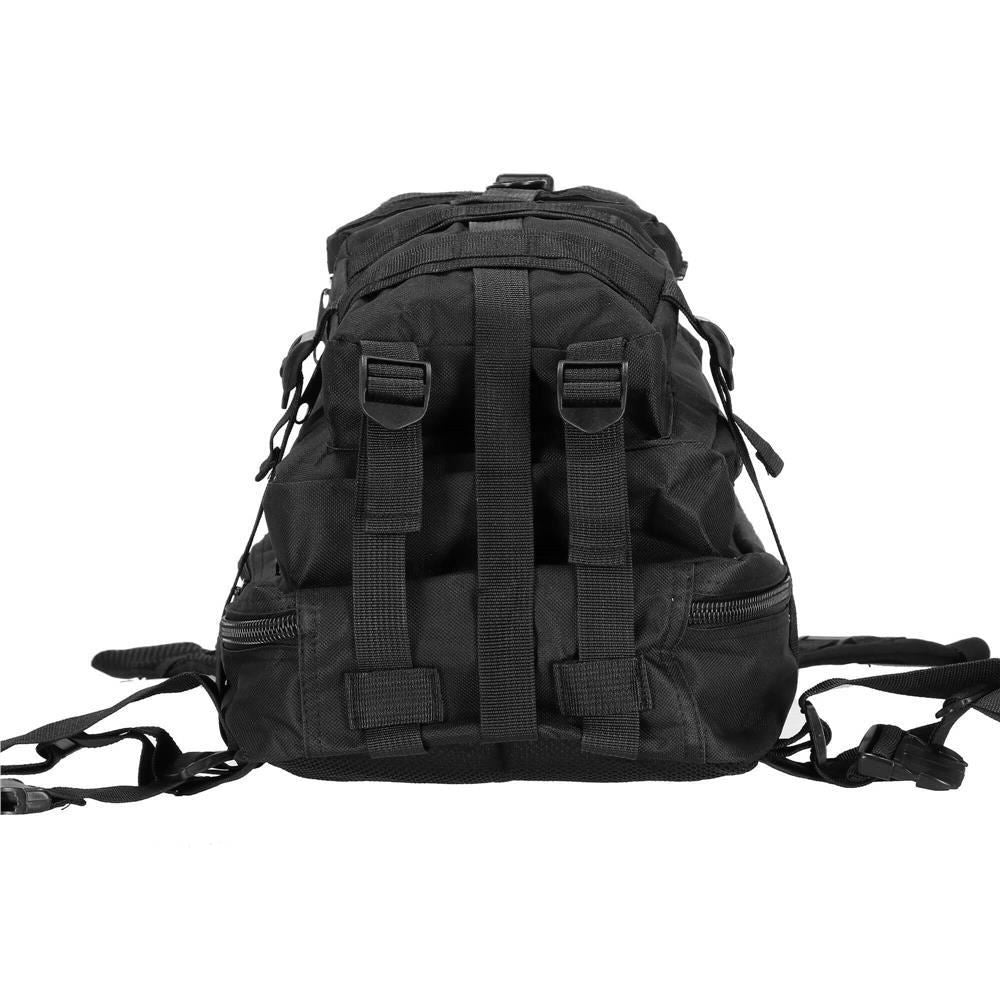 Ghiozdan/rucsac tactic, 4 compartimente, model Survival, camuflaj, negru, 23x24x42 cm, Springos