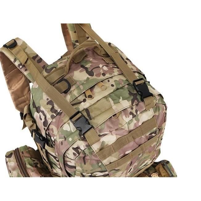 Ghiozdan/rucsac tactic, cu 3 compartimente detasabile, poliester 600D, 45 L, 50x16x60 cm, Isotrade