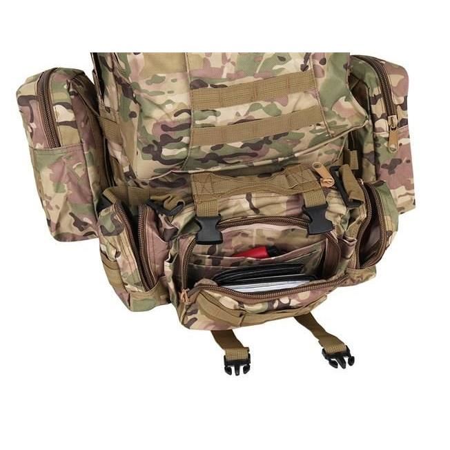 Ghiozdan/rucsac tactic, cu 3 compartimente detasabile, poliester 600D, 45 L, 50x16x60 cm, Isotrade