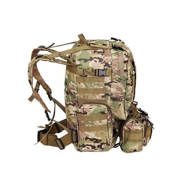 Ghiozdan/rucsac tactic, cu 3 compartimente detasabile, poliester 600D, 45 L, 50x16x60 cm, Isotrade