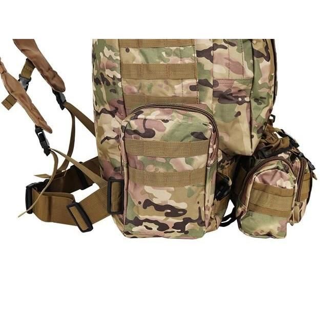 Ghiozdan/rucsac tactic, cu 3 compartimente detasabile, poliester 600D, 45 L, 50x16x60 cm, Isotrade