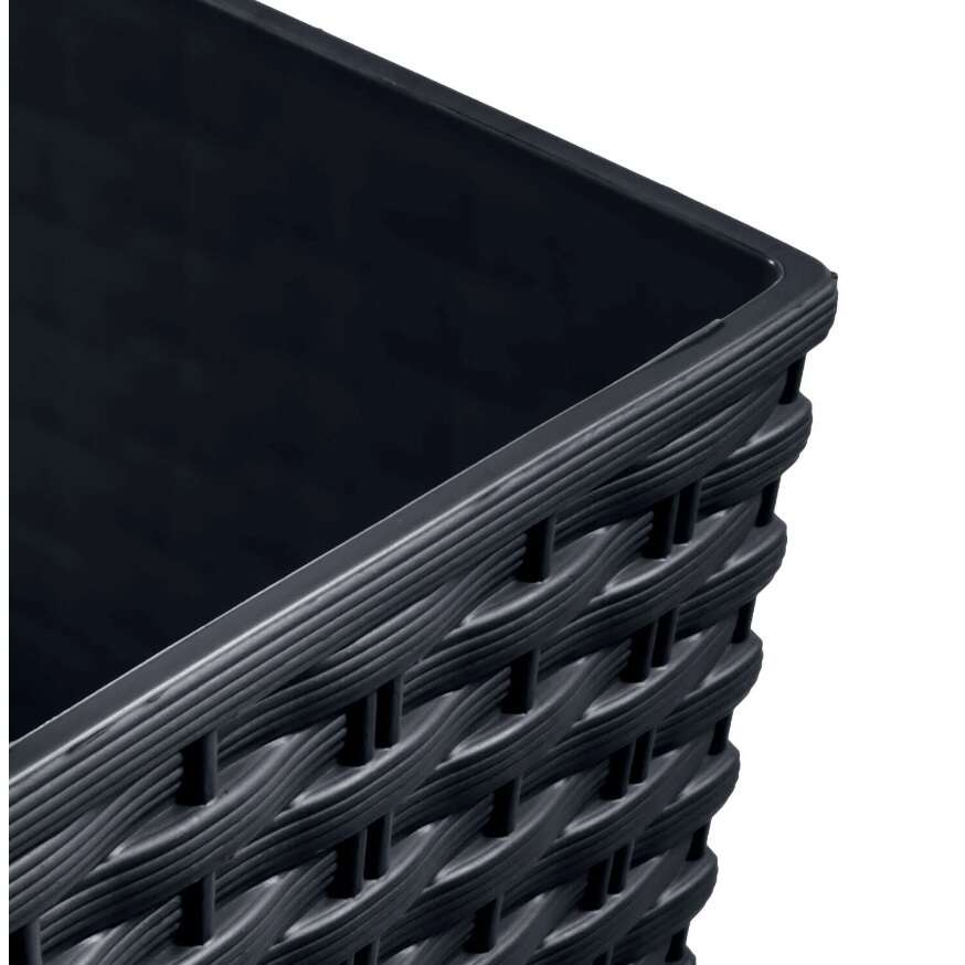 Négyzet alakú virágcserép, RATO négyzet, 22,5x22,5x42,1 cm, 8/16,3 L, rattan utánzat, fekete, Prosperplast
