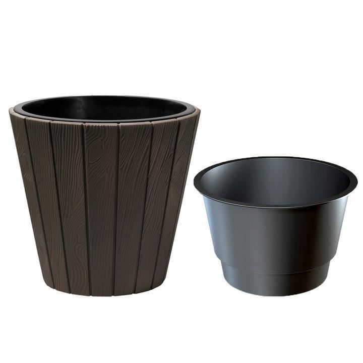 Ghiveci decorativ de flori, rotund, maro, 40/54 L, 48.8x45.7 cm, Woode