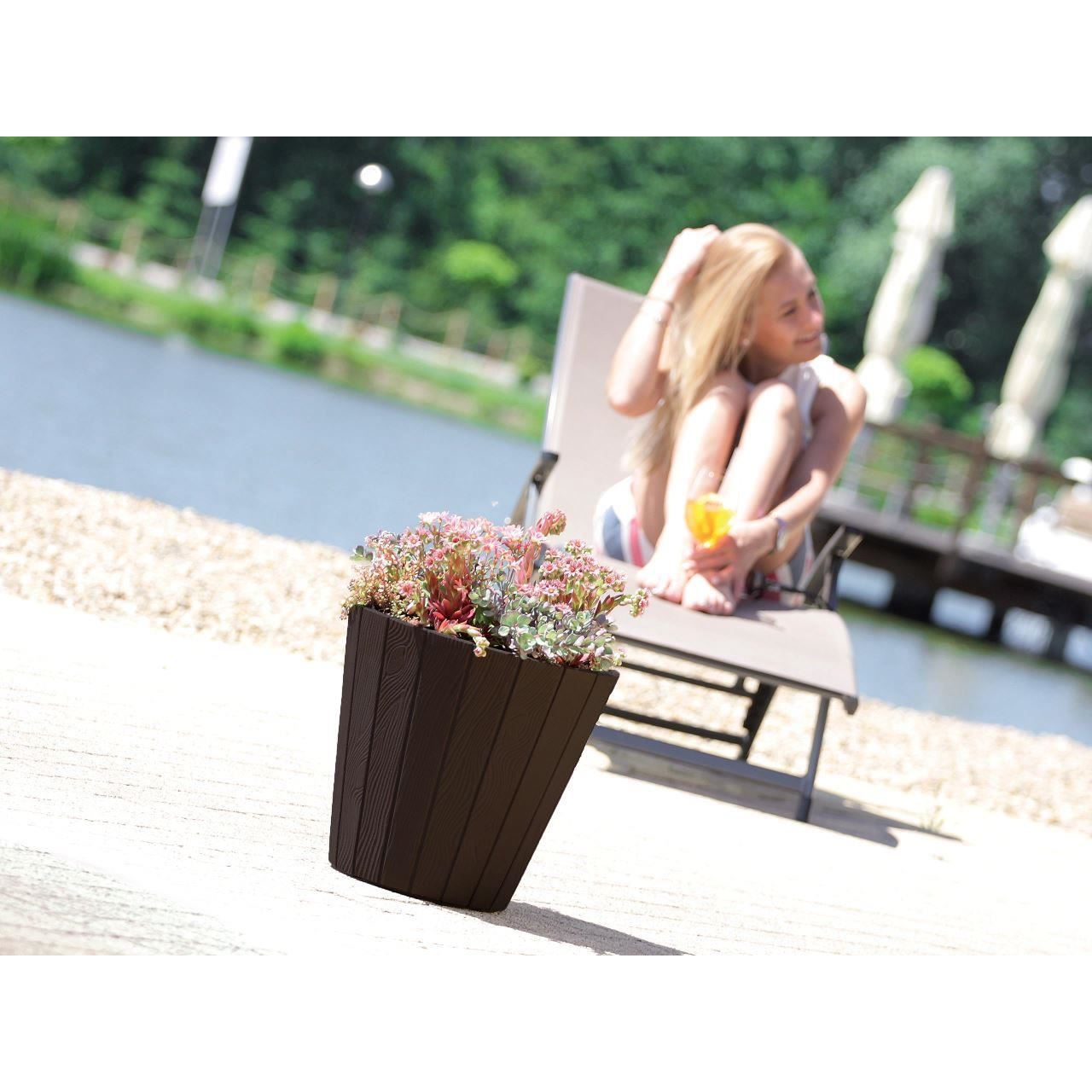 Ghiveci decorativ de flori, rotund, maro, 40/54 L, 48.8x45.7 cm, Woode