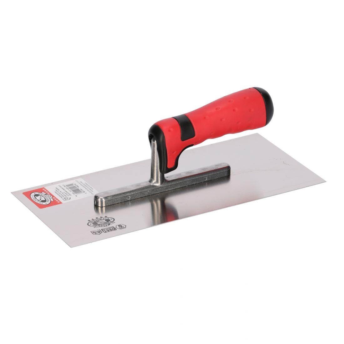 Gletiera inox, Olejnik, 13x28 cm, 0.7 mm, maner soft, Rosu