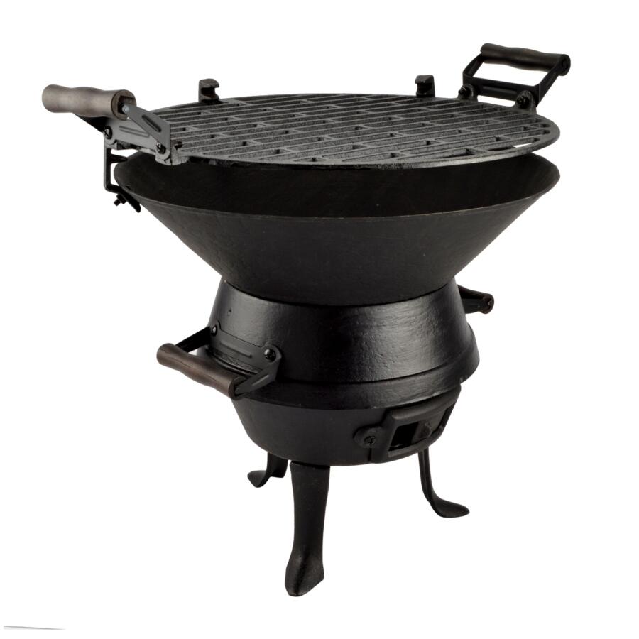 Kerti faszenes grillsütő, kerek grillsütő, öntöttvas, 35 cm, Perfect Home
