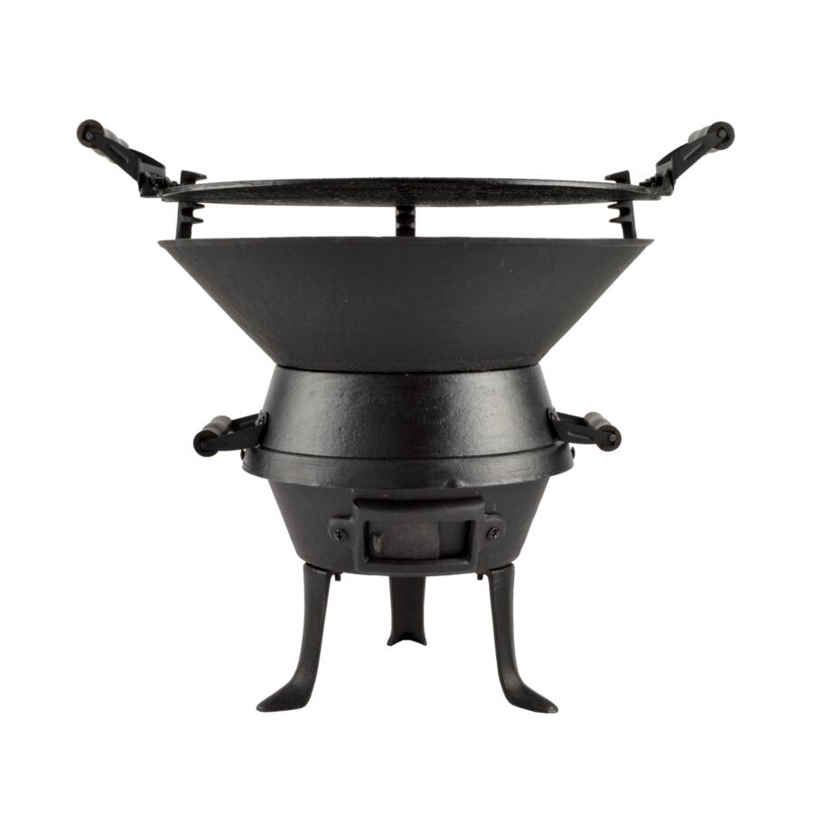 Kerti faszenes grillsütő, kerek grillsütő, öntöttvas, 35 cm, Perfect Home