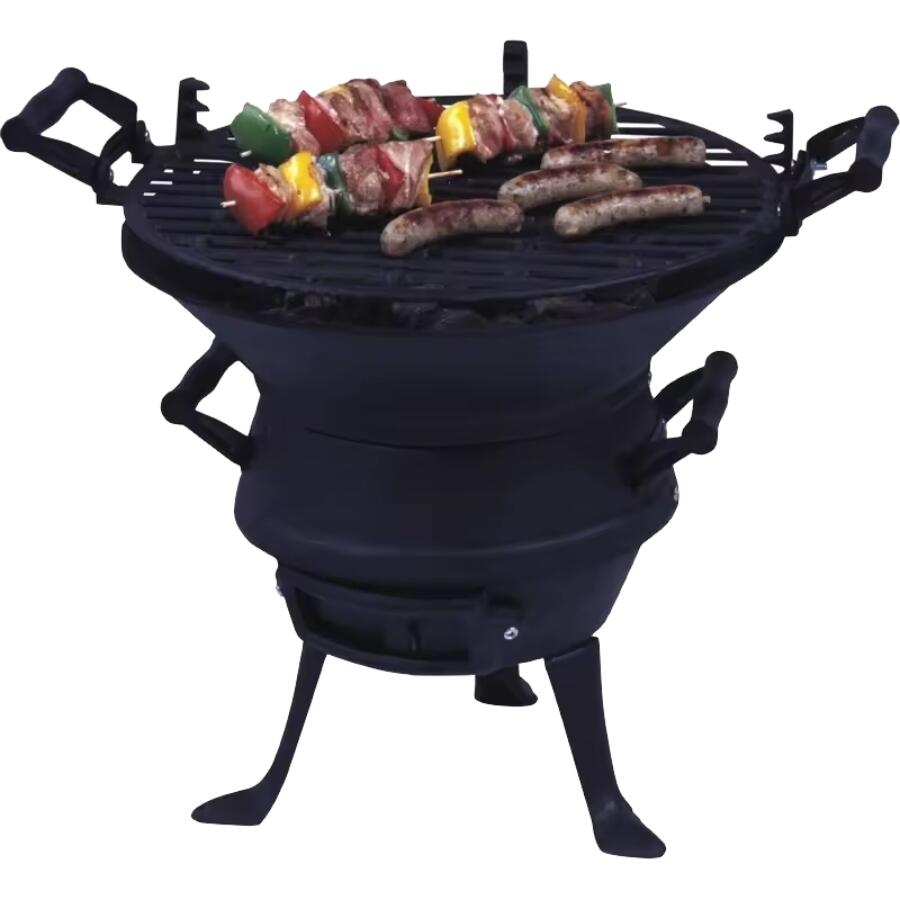 Gratar gradina cu carbuni, grill rotund, fonta, 35 cm, Perfect Home