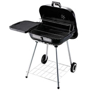 Gratar gradina cu carbuni, grill dreptunghiular, cu roti, capac, rafturi, 53 cm, 89x60x83 cm