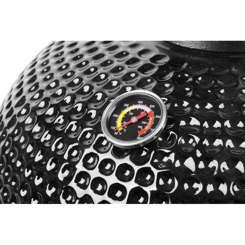 Kerti grillsütő, kerek grillsütő, kerámia, kerekekkel, fedővel, polcokkal, 130x73x122 cm, Kamado Egg 21