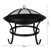 Gratar gradina, grill rotund, metal, 56x47 cm