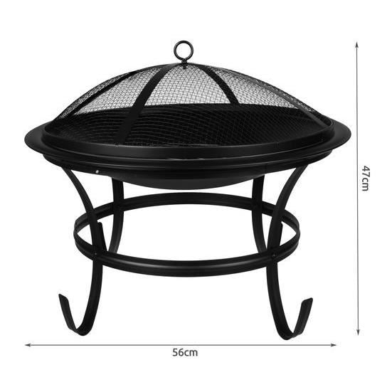 Kerti grillsütő, kerek grillsütő, fém, 56x47 cm