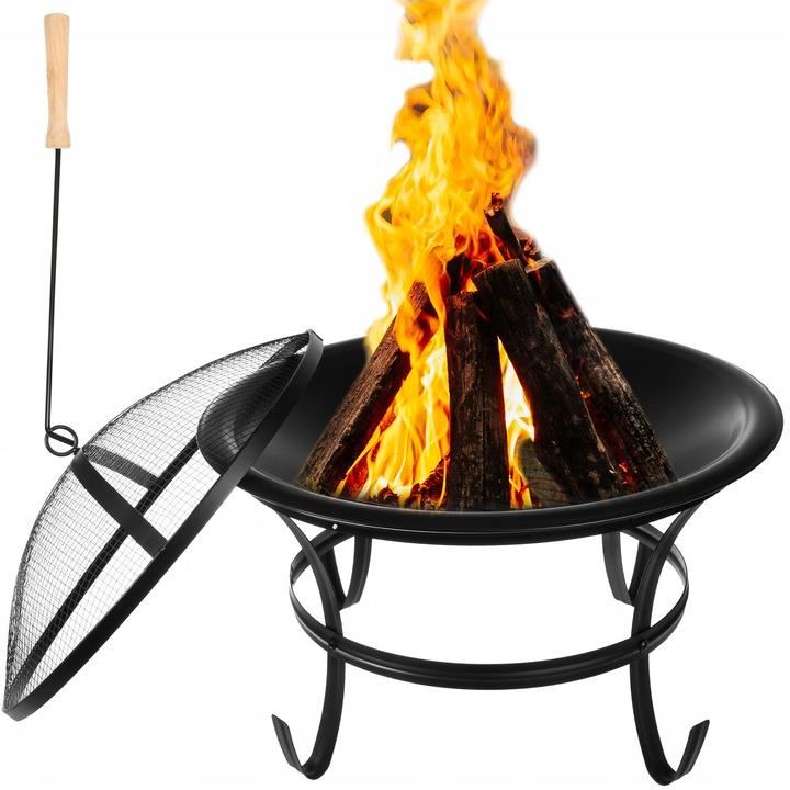 Kerti grillsütő, kerek grillsütő, fém, 56x47 cm