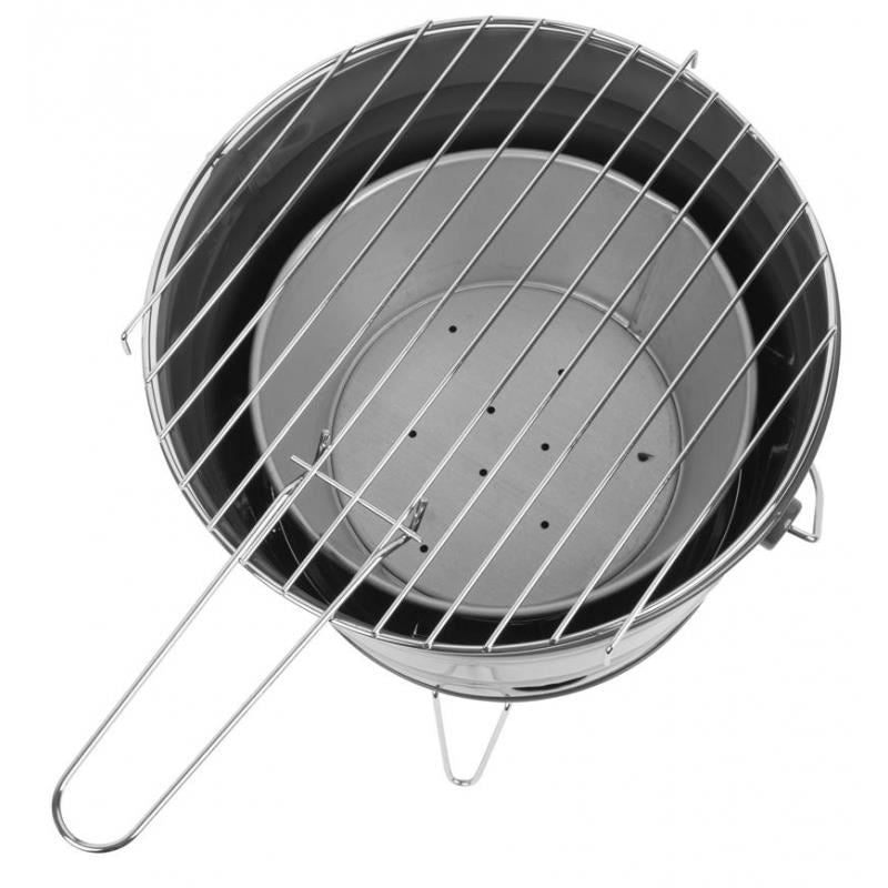 Gratar gradina, tip galeata, grill rotund, metalic, cu maner, 27x22 cm, BBQ Finch