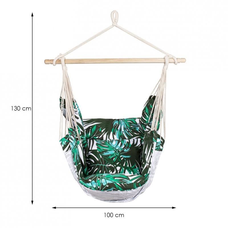 Hamac tip scaun, cu 2 perne, multicolor, max 150 kg, 130x100 cm, Springos