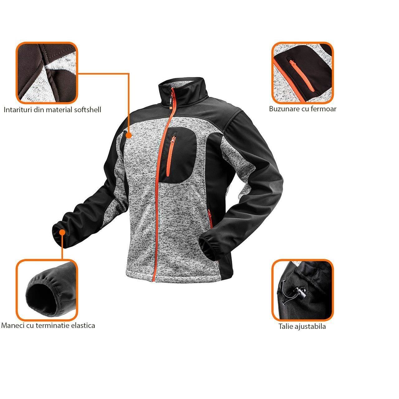 Kötött pulóver softshell anyaggal megerősítve, OUTDOOR modell, XXXL/60-as méret, NEO