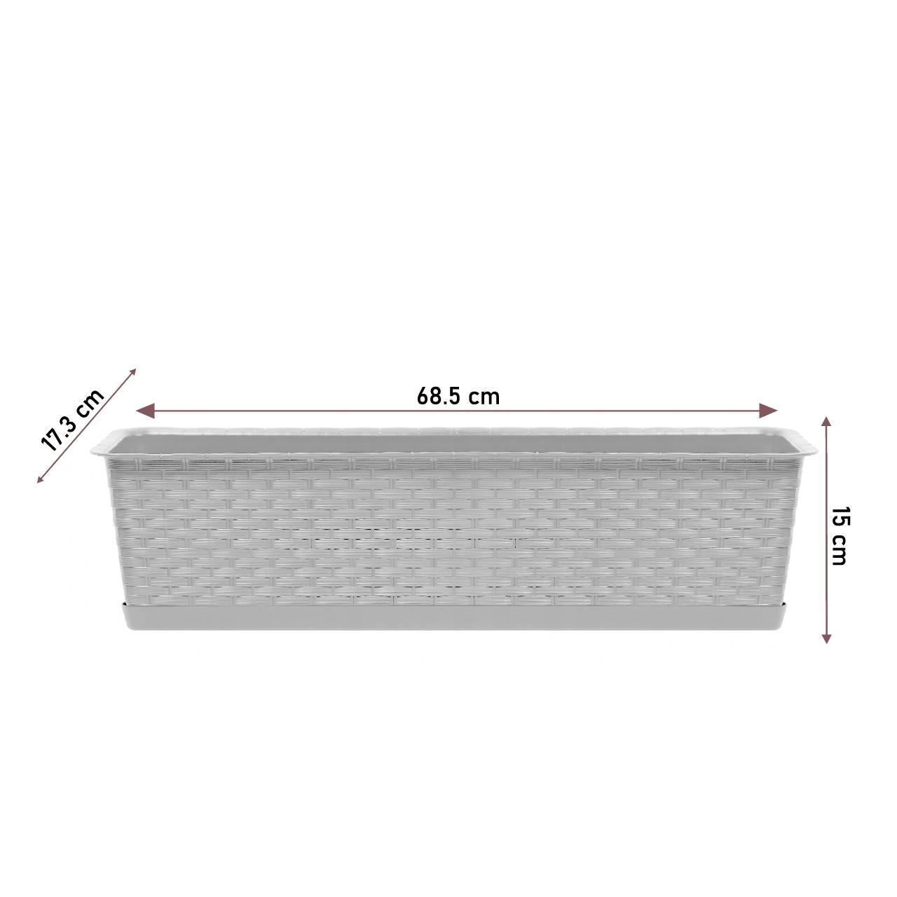 Dekoratív virágláda, antracit, 68,5x17,3x15 cm, Ratolla Case P