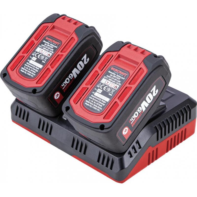 Dupla akkumulátortöltő, gyors, 2x20V, Worcraft