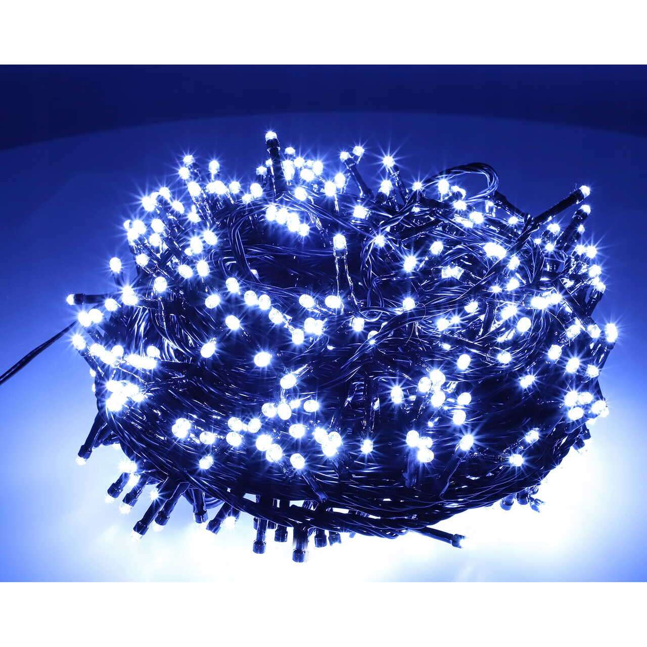 Instalatie luminoasa de Craciun, exterior/interior, 500 LED, 8 moduri, alb rece, IP44, 25 m, Jumi