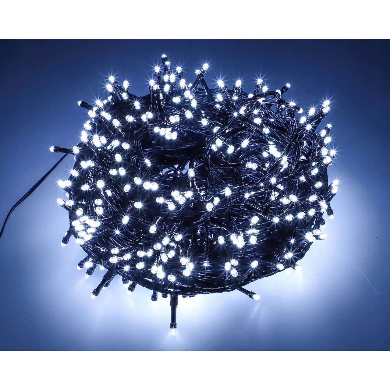 Instalatie luminoasa de Craciun, exterior/interior, 500 LED, 8 moduri, alb rece, IP44, 25 m, Jumi