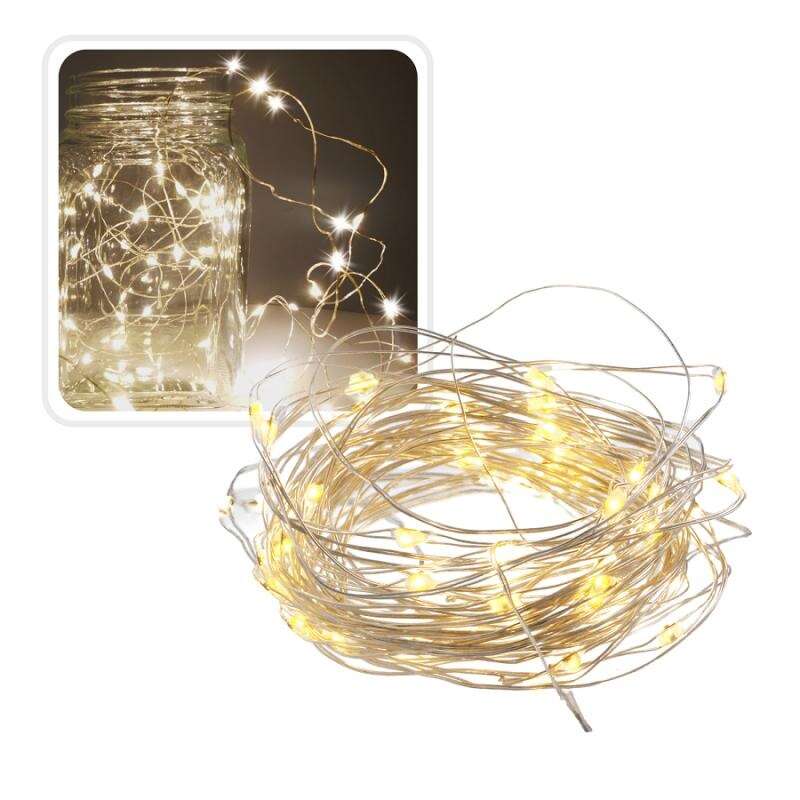 Instalatie luminoasa de Craciun, exterior/interior, 20 LED, alb cald, IP44, 2xAA, 2.3 m, Chomik