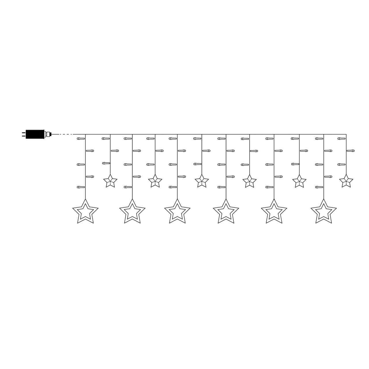 Instalatie luminoasa tip perdea, exterior/interior, 138 LED, 8 moduri, model stea, alb rece, IP44, 2.75 m, Jumi