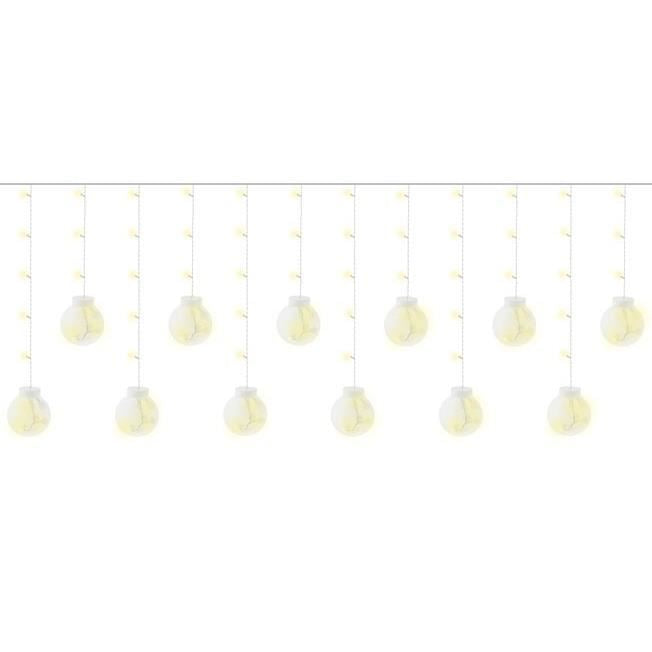 Instalatie luminoasa tip perdea, model glob, alb cald, 8 moduri iluminare, interior-exterior, IP44, 108 LED, 2.6 m