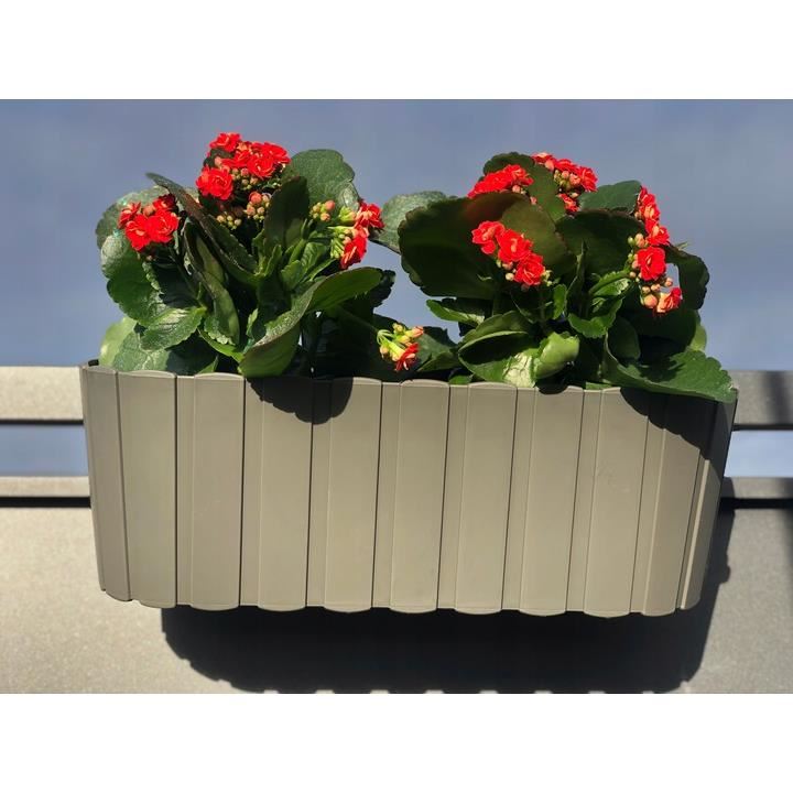 Dekoratív virágcserép, műanyag állvánnyal, szürke, 4,9 L, 38,3x21,2x13 cm, Boardee akasztó