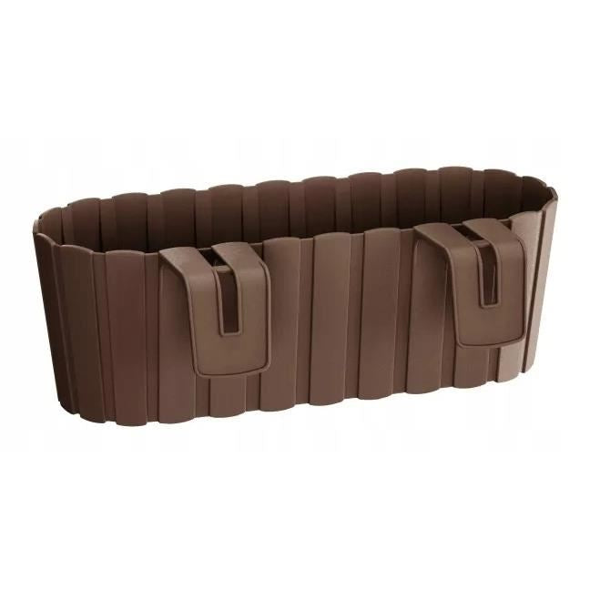 Dekoratív virágcserép, műanyag állvánnyal, barna, 4,9 L, 38,3x21,2x13 cm, Boardee akasztó