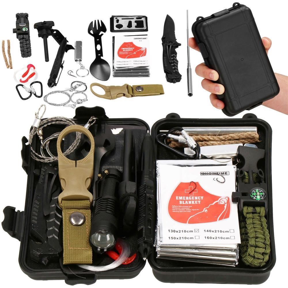 Kit turistic, supravietuire, multifunctional, cu trusa, set 21 piese, 20x11x5 cm, Springos