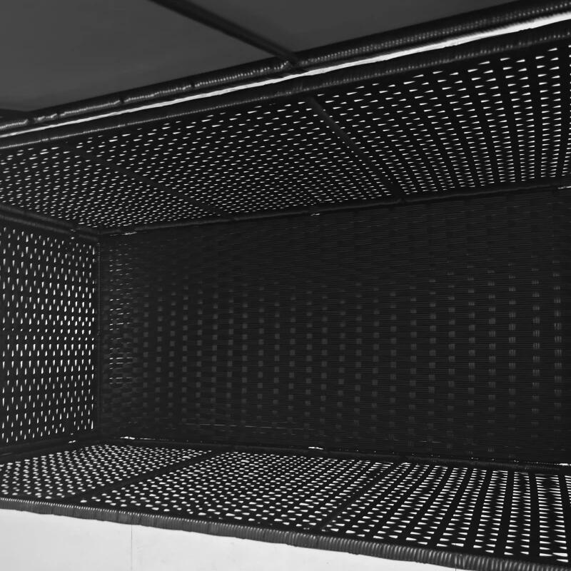 Lada depozitare de gradina, ratan sintetic, negru, max 30 kg, 121x57x67 cm