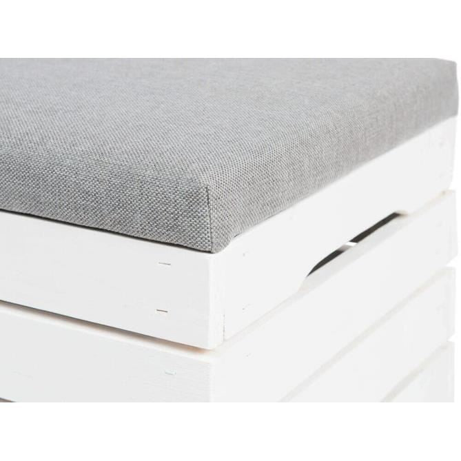 Lada depozitare, lemn, model Vintage, alb cu perna gri, 50x40x35 cm