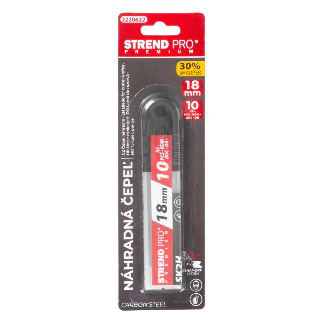 Vágó pótpengék, szénacél, 10 darabos készlet, 18 mm, Strend Pro Premium