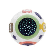 Lampa de noptiera cu proiector, pentru copii, muzicala, 4 moduri, 3xAA, mov si alb, 18x14 cm