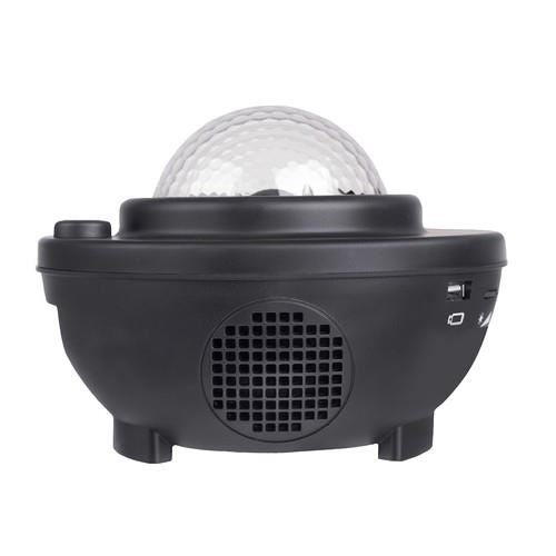 Éjjeli lámpa projektorral, zenélő, LED, távirányítóval, bluetooth-tal, USB töltés, fekete, 17x13 cm, Isotrade