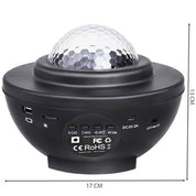 Lampa de noptiera cu proiector, muzicala, LED, telecomanda, bluetooth, incarcare USB, negru, 17x13 cm, Isotrade