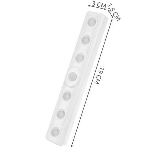 Fali lámpa mozgásérzékelővel, LED szalaglámpa, 3xAAA, 19x3x1,5 cm, Isotrade