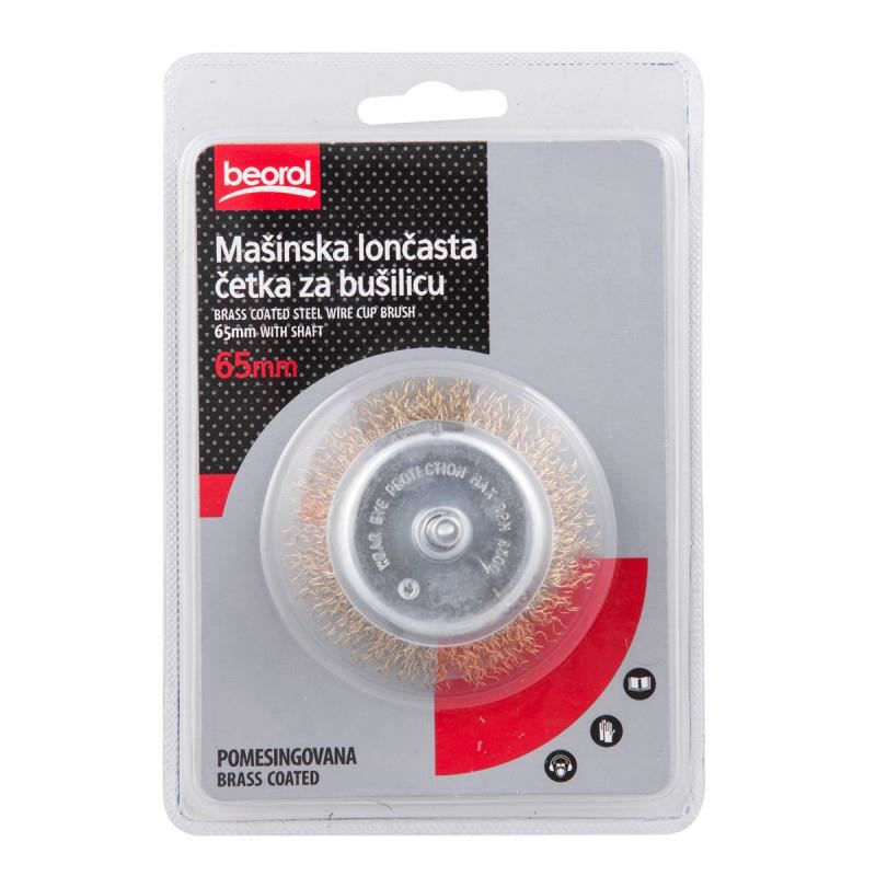 Sárgaréz drótkefe, kör alakú, rúddal, 63 mm, Beorol