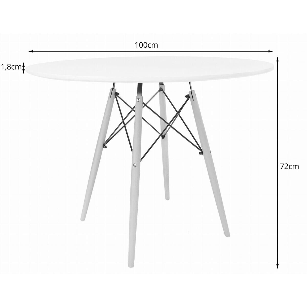 Masa stil scandinav, Artool, rotund, MDF si lemn, alb, 100x72 cm