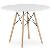 Masa stil scandinav, Artool, rotund, MDF si lemn, alb, 100x72 cm