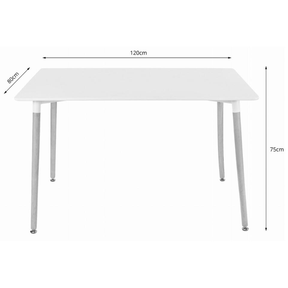 Skandináv stílusú asztal, téglalap alakú, MDF és fa, fekete, 120x80x75 cm