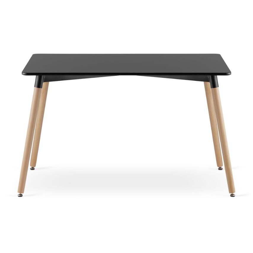 Skandináv stílusú asztal, téglalap alakú, MDF és fa, fekete, 120x80x75 cm