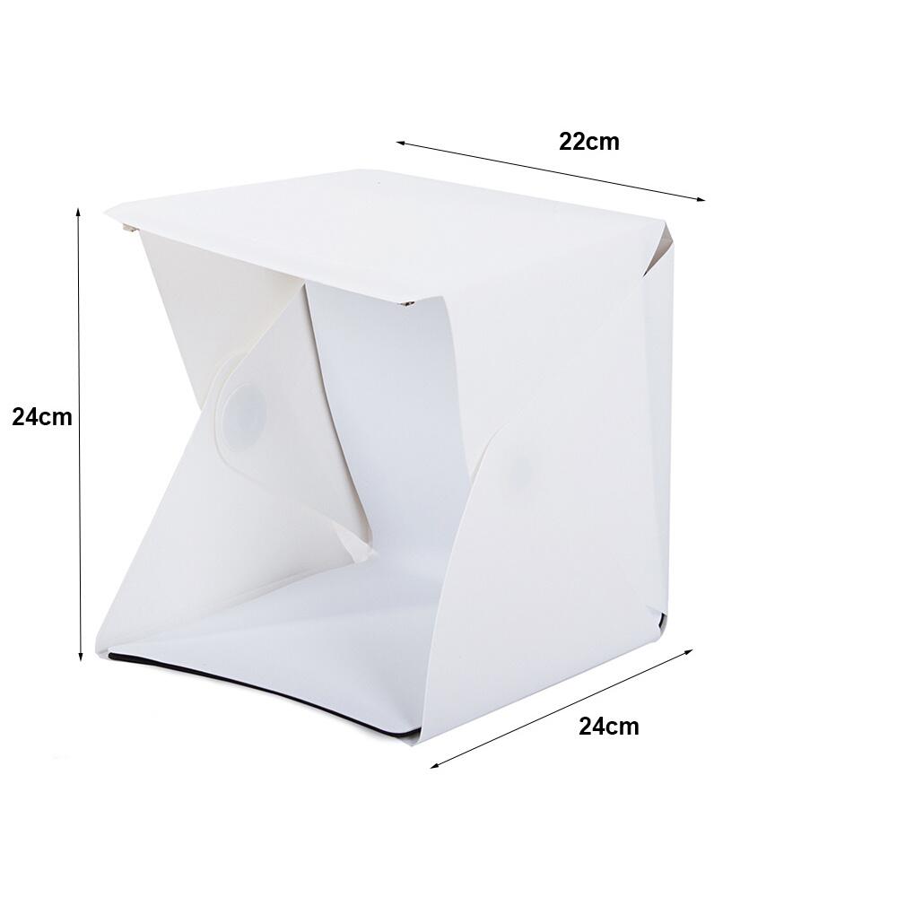 Mini studio foto, Verk Group, tip cort, 20 LED-uri, cu husa, USB, alb, 22x24x24 cm