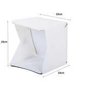 Mini studio foto, Verk Group, tip cort, 20 LED-uri, cu husa, USB, alb, 22x24x24 cm